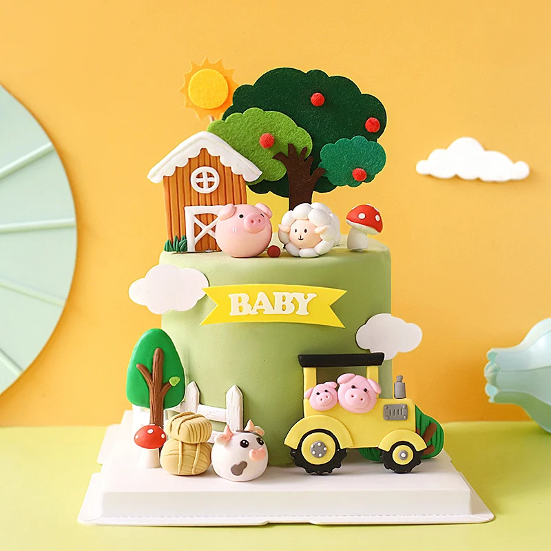 Baby Food Dessert - Happy Birthday Cake Topper Farm Zoon
