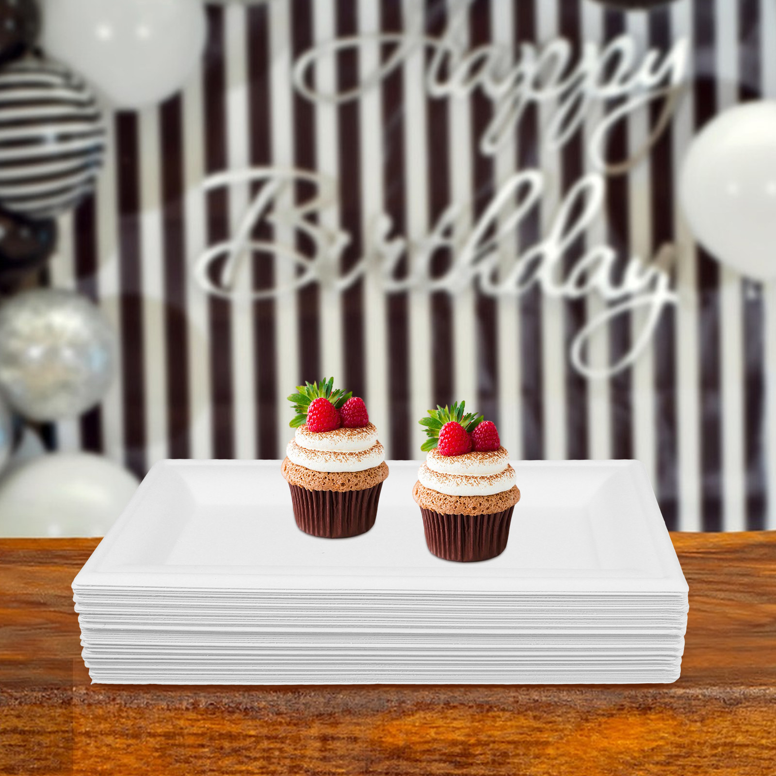 50Pcs Premium Paper Plates Thi - Baby Food Dessert ulasan dan harga
