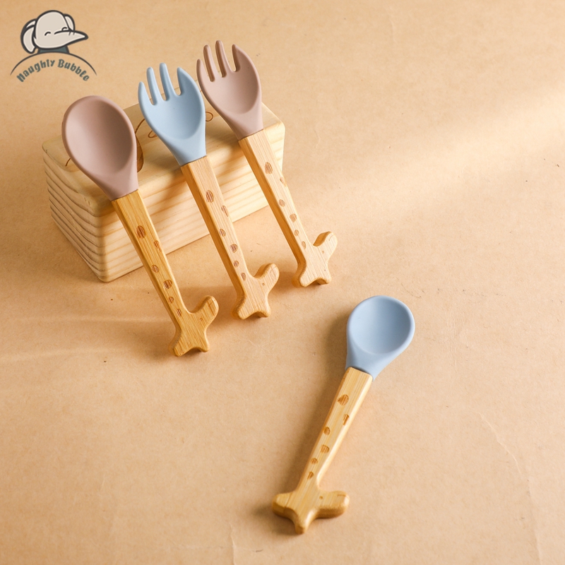 2PCS Baby Bamboo Fork Silicone - Baby Food Organic ulasan dan harga